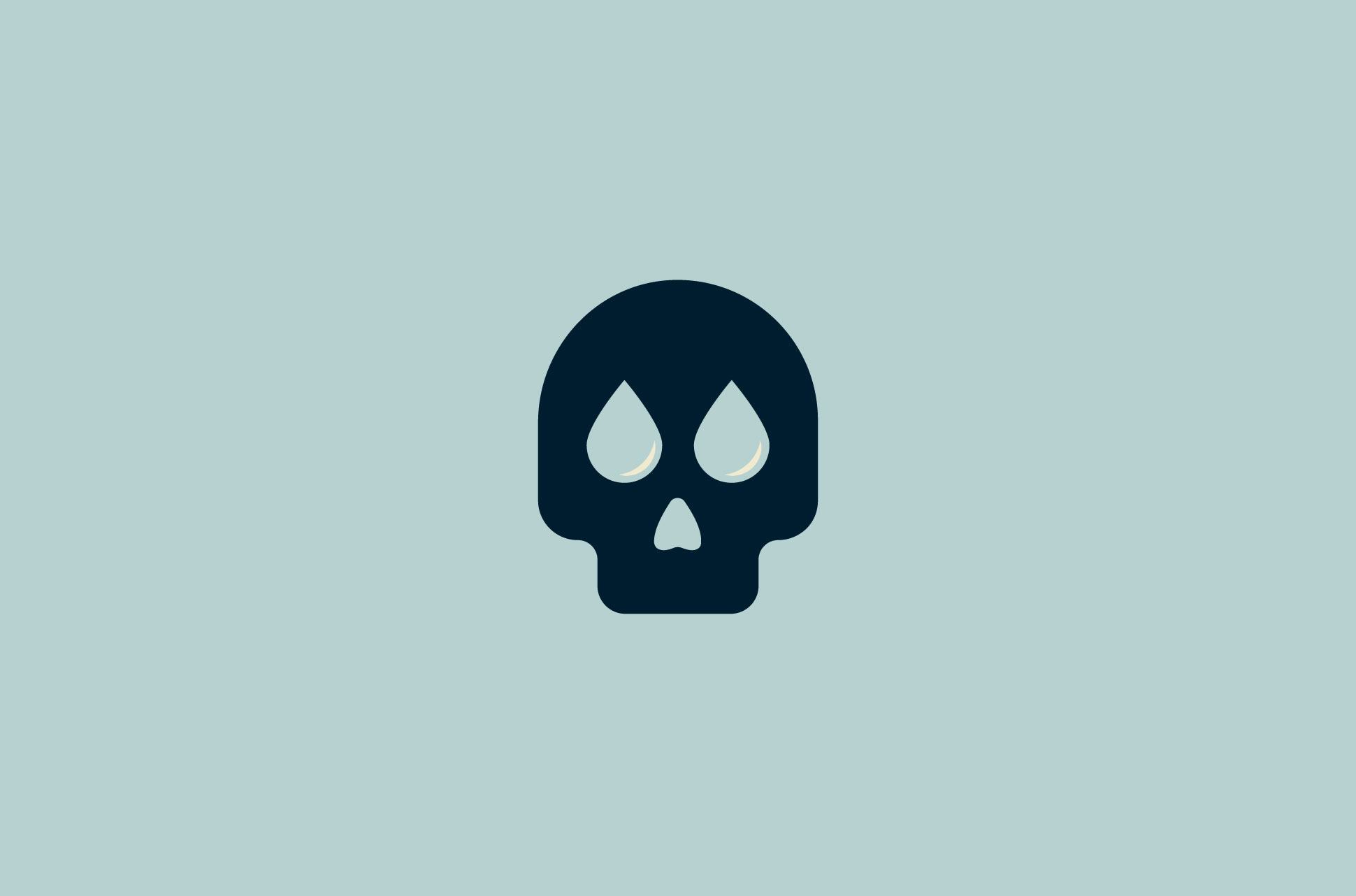 A skull with water-drop eyes.