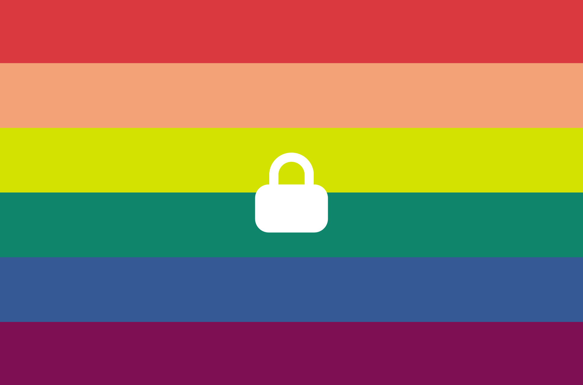 Pride flag with a padlock.