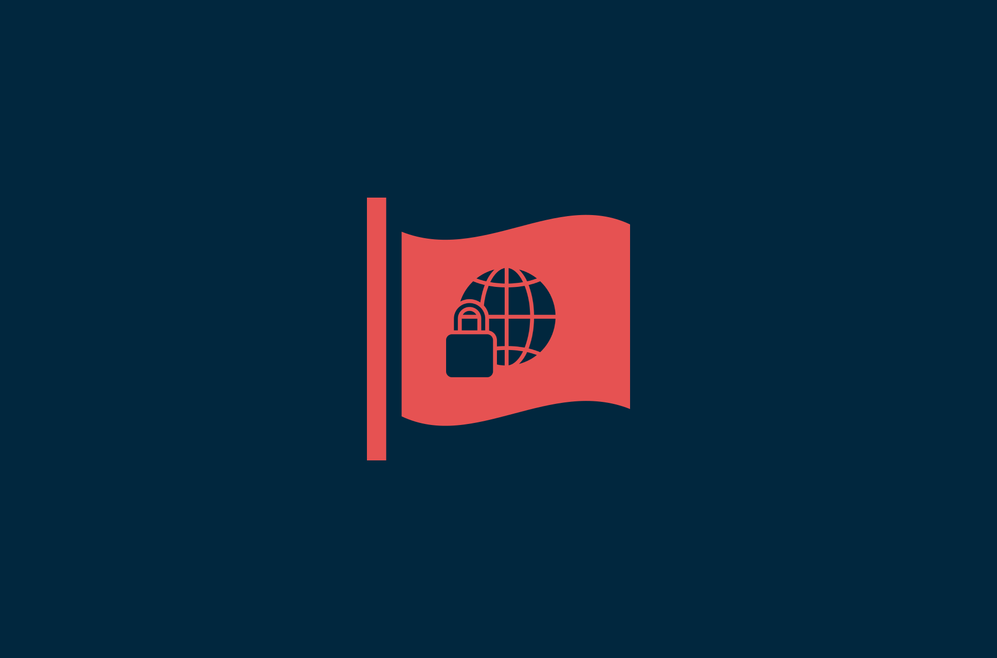 Banner with globe and lock.