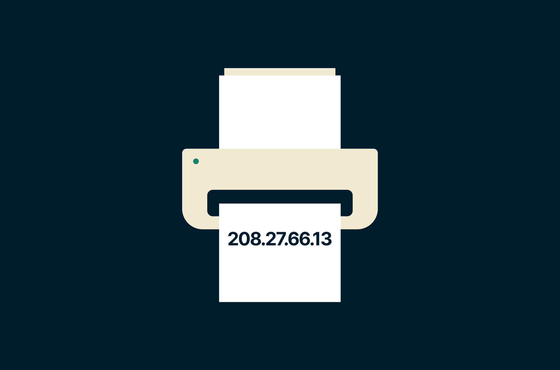 A printer with an IP address on a piece of printed paper.