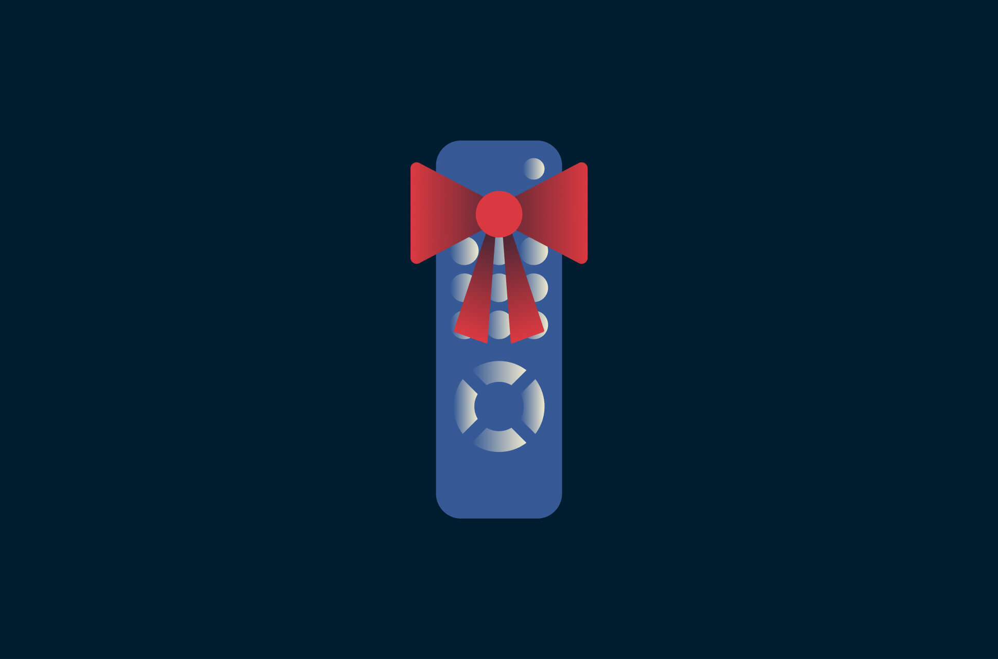 Remote control with gift wrap bow.