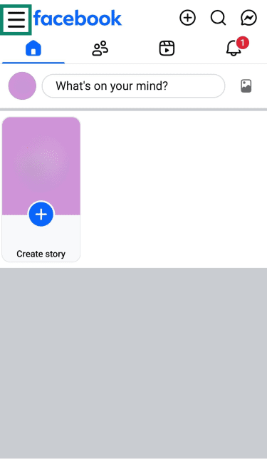 Menu on the Facebook app.