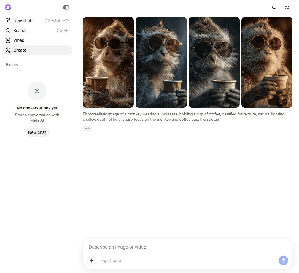 Meta AI interface.