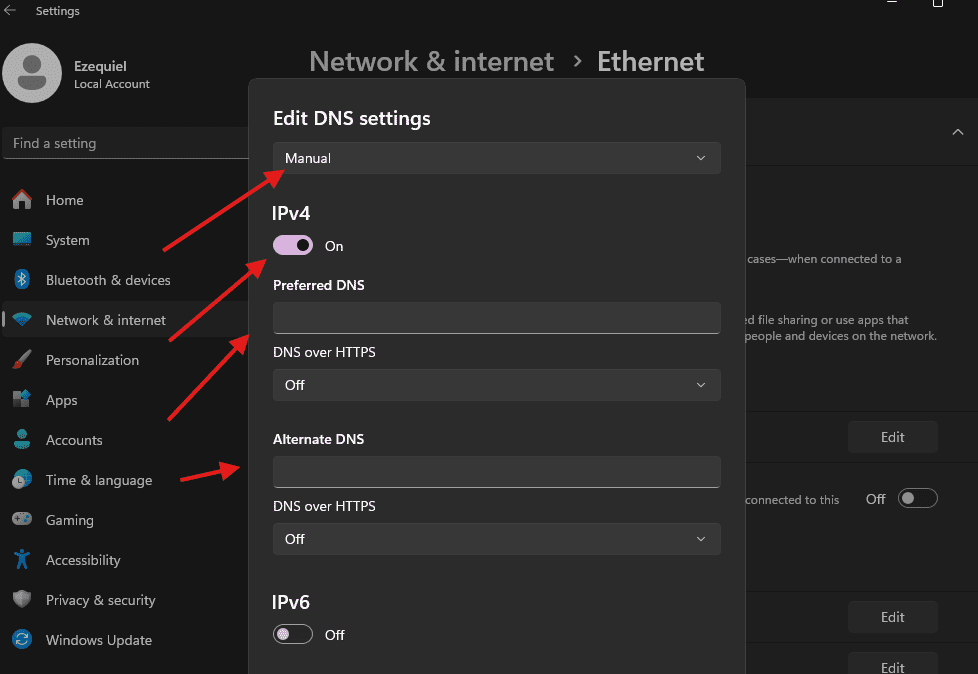 Set The Dropdown Menu At The Top To Manual