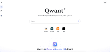 The Quant search homepage.