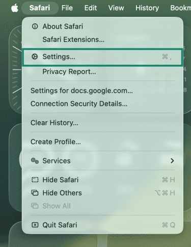 Accessing the System Settings on macOS.