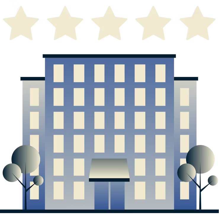 Grand h&ocirc;tel avec 5 &eacute;toiles au-dessus.