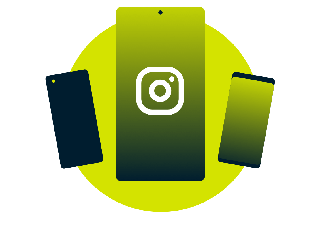 Les appareils mobiles avec le logo Instagram.