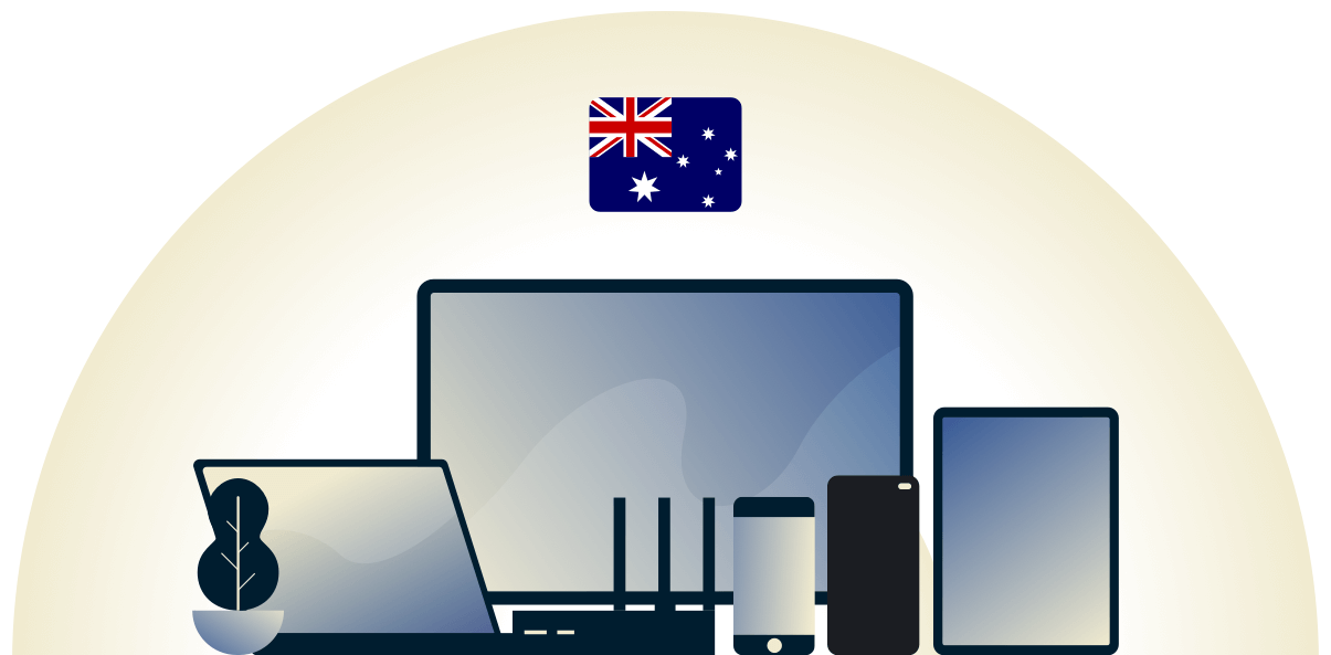 Australia VPN protegiendo una variedad de dispositivos.