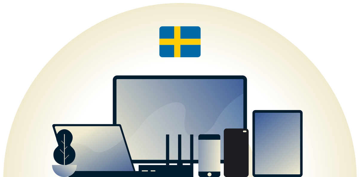 Sweden VPN chroniący r&oacute;żne urządzenia.