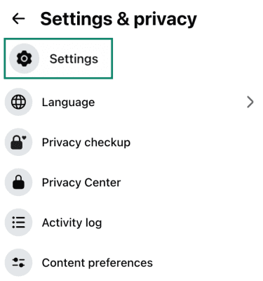 Facebook Settings.