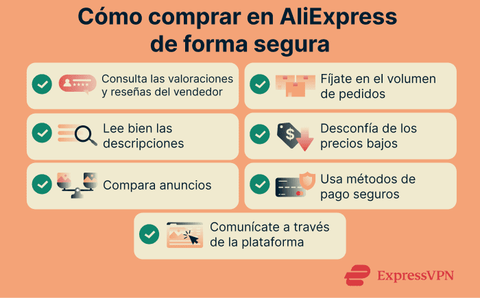 A list of ways users can shop safely on AliExpress.