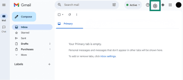 Settings icon in the Gmail desktop version