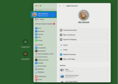 Apple ID settings on macOS.