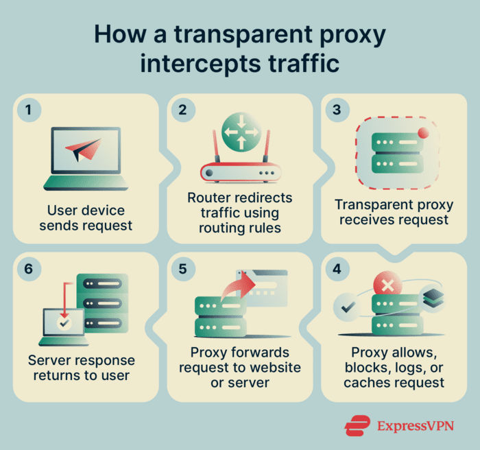 How a transparent proxy intercepts traffic