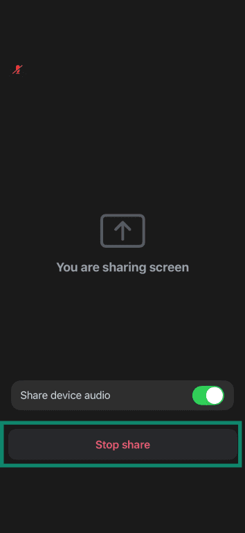 Stop share button for the Zoom mobile app