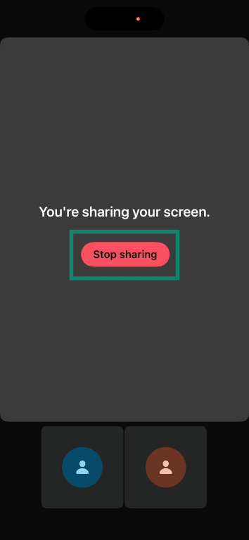 Stop sharing button on WhatsApp mobile app