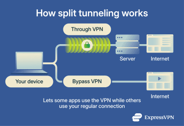 Infographic showing how split tunneling works.
