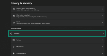 Location under App permissions in Privacy & security.