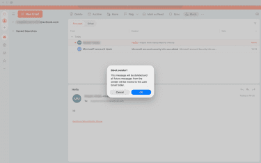 How to confirm that you want to block a sender in Outlook for Mac