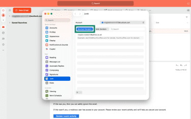 How to access the blocked senders list in Outlook for Mac