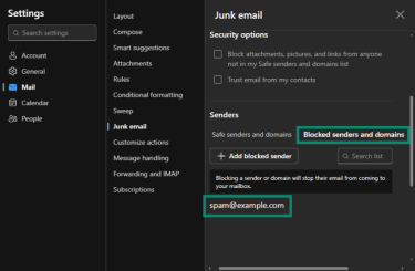 How to view blocked senders in Outlook on the web