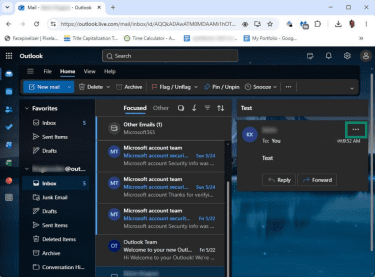 How to access the email context menu in Outlook on the web