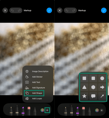 How to add a shape in a photo on an iPhone.