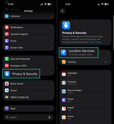 Location Services on iPhone.
