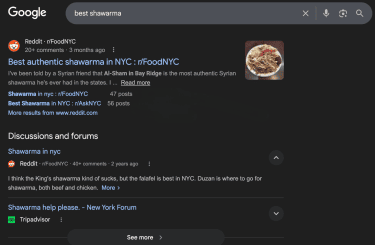 Google search results for New York City after connecting to an ExpressVPN server in NYC.