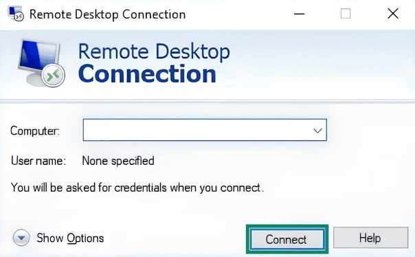 Remote Desktop App open on a Windows PC.