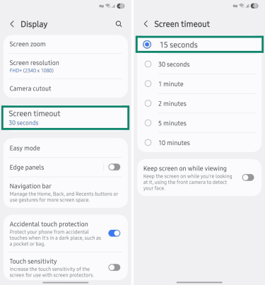 Android phone brightness settings.